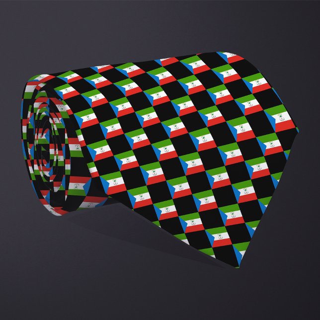 Checkered Equatorial Guinea Flag Pattern  Neck Tie (Creator Uploaded)
