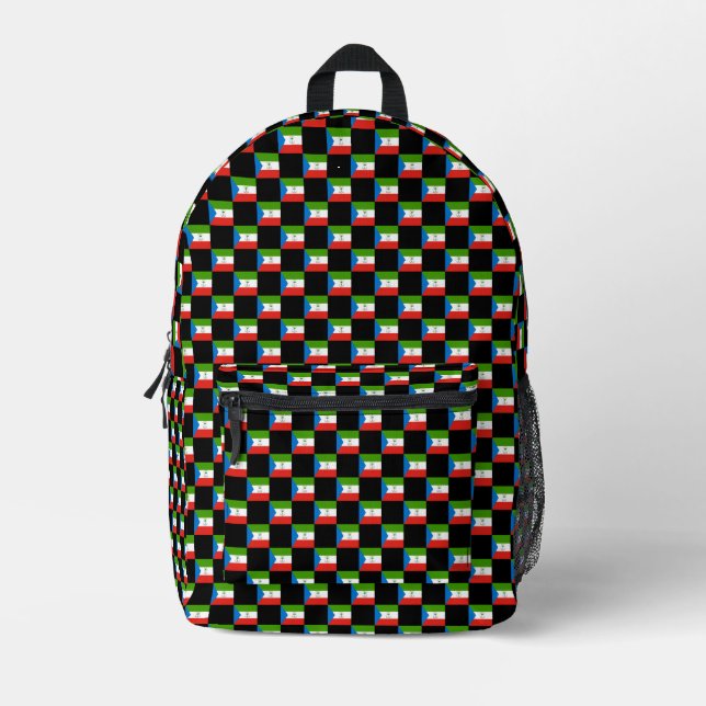 Checkered Equatorial Guinea Flag Pattern  Printed Backpack (Front)
