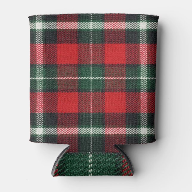 Checkered fabric texture: blank, versatile can cooler (Front)