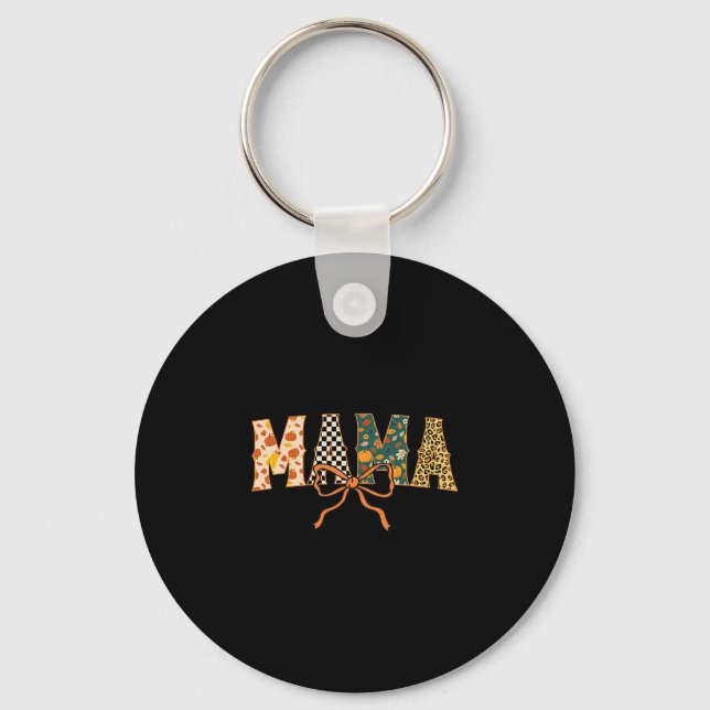 Checkered Fall Mama  Keychain (Front)