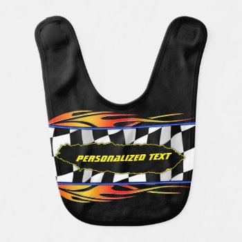 Checkered Flag And Flames Bib by McPhotoPosters at Zazzle