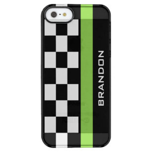 Checkered Flag and Racing Stripe Design Phone Case