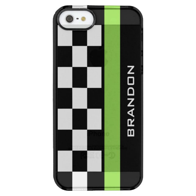 Checkered Flag and Racing Stripe Design Phone Case (Back)