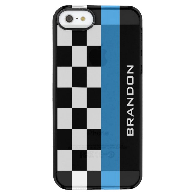Checkered Flag and Racing Stripe Design Phone Case