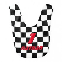 Checkered flag auto racing 1st birthday baby bib Checkered flag auto racing 1st birthday baby bib