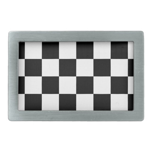 Checkered flag auto racing belt buckle (Front)