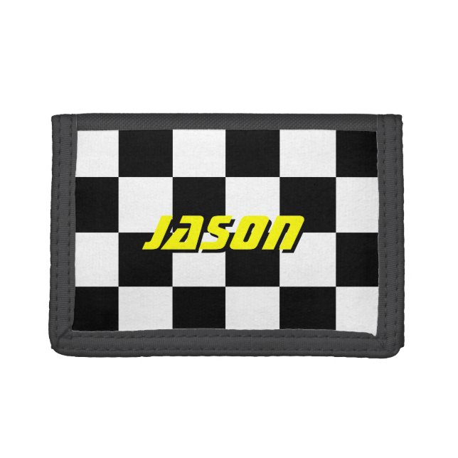 Checkered flag auto racing money wallet for men (Front)