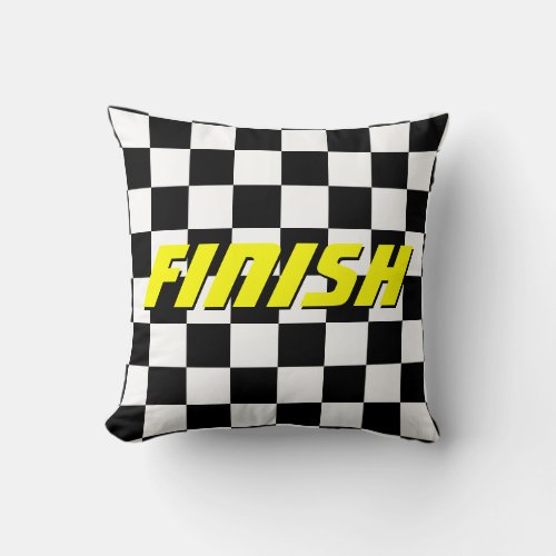 Checkered flag auto racing pattern zippered throw pillow