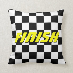 Checkered flag auto racing pattern zippered throw pillow