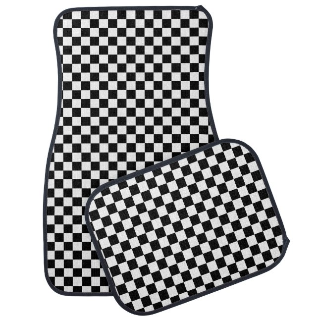 Checkered Flag Black And White Pattern Car Floor Mat (Set)
