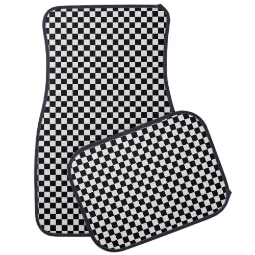 Checkered Flag Black And White Racing Car Floor Mat