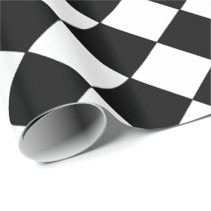 Checkered Flag Black/White Diamonds Wrapping Paper