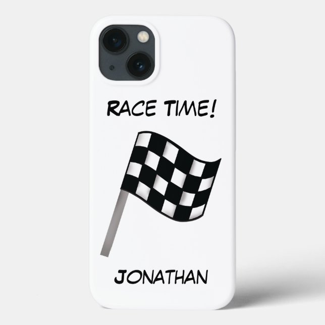 Checkered Flag Black White Race Name Personalized Case-Mate iPhone Case (Back)