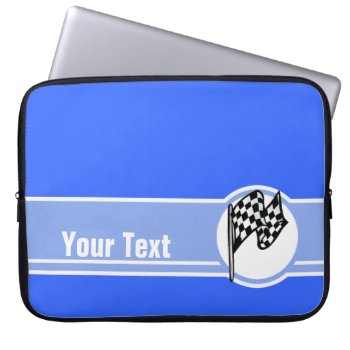 Checkered Flag; Blue Laptop Sleeve by SportsWare at Zazzle