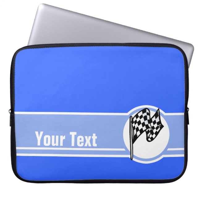 Checkered Flag; Blue Laptop Sleeve (Front)