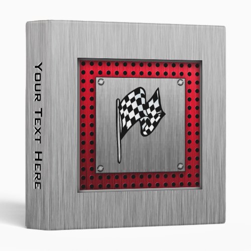 Checkered Flag brushed aluminum look Binder