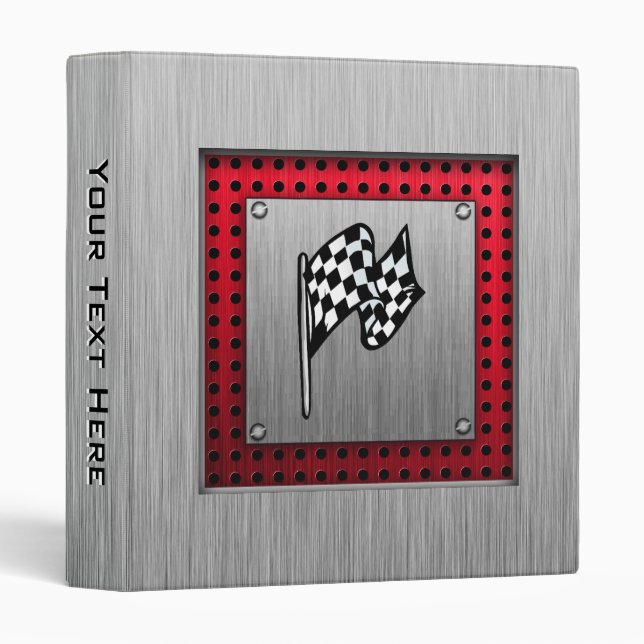 Checkered Flag; brushed aluminum look Binder (Front/Spine)