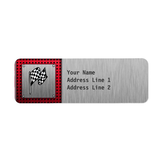 Checkered Flag; brushed aluminum look Label (Front)