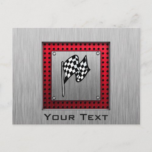 Checkered Flag brushed aluminum look Postcard