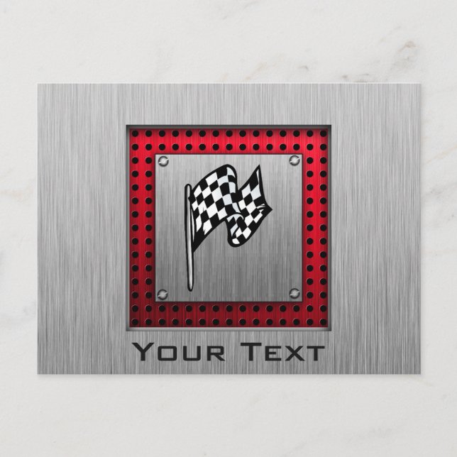Checkered Flag; brushed aluminum look Postcard (Front)