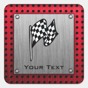 Checkered Flag; brushed aluminum look Square Sticker