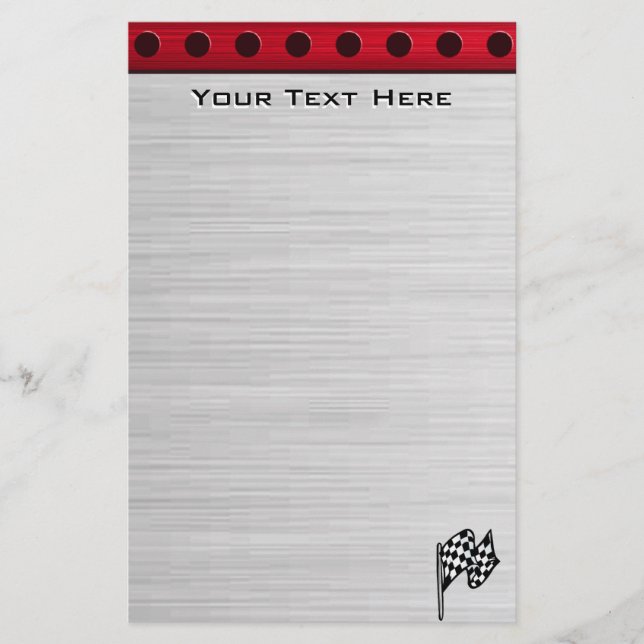 Checkered Flag; brushed aluminum look Stationery (Front)