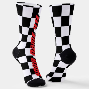 Checkered flag car racing sport personalized socks