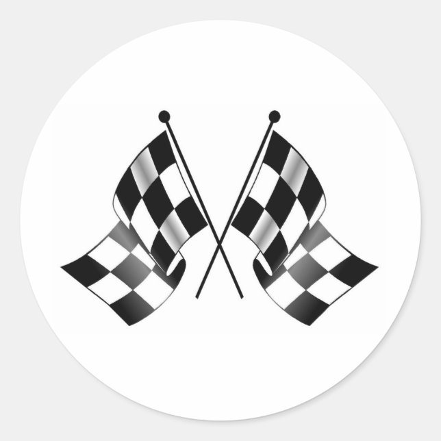checkered flag classic round sticker (Front)