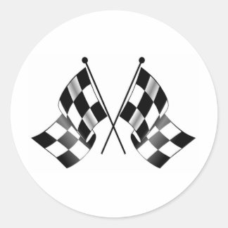 checkered flag classic round sticker