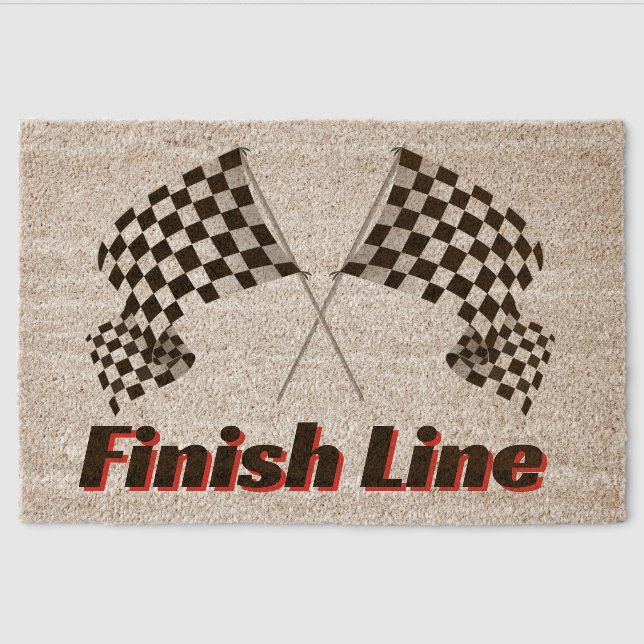 Checkered Flag Design Coir Door Mat (Front)
