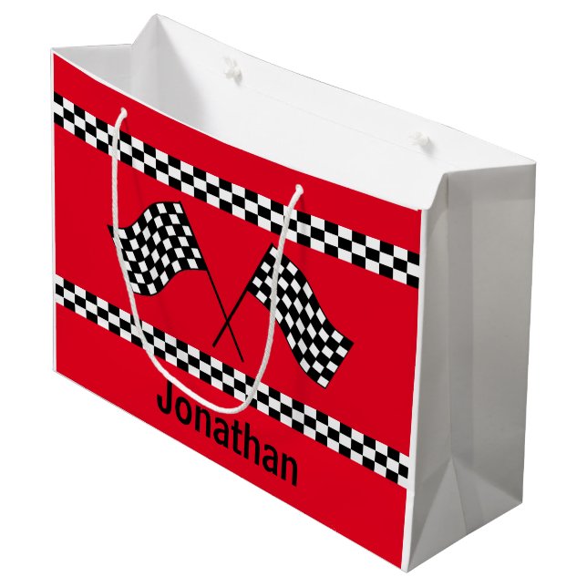 Checkered Flag Design Gift Bag (Front Angled)
