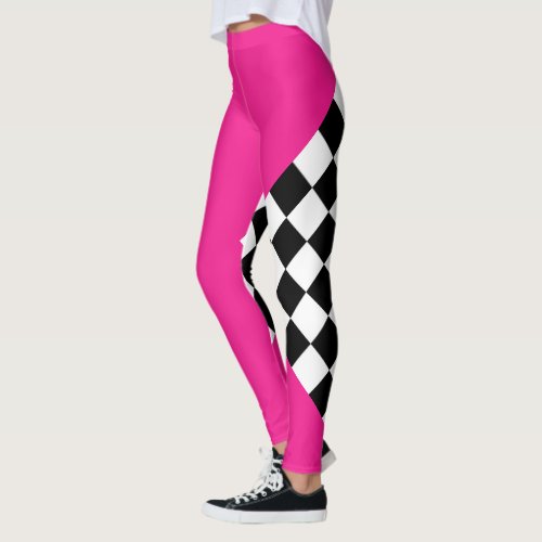 Checkered Flag Design Ladies Car Racing Fashion Leggings