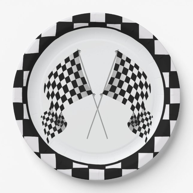 Checkered Flag Design Paper Party Plate (Front)
