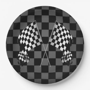 Checkered Flag Design Paper Party Plate