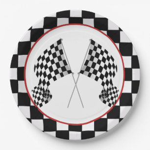 Checkered Flag Design Paper Party Plate