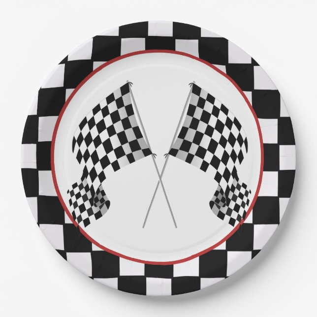 Checkered Flag Design Paper Party Plate (Front)