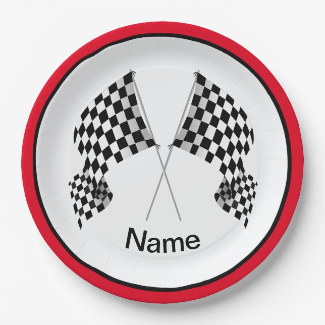 Checkered Flag Design Paper Party Plate (Front)