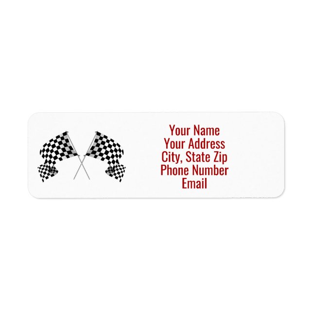 Checkered Flag Design Return Address Label (Front)