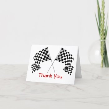 Checkered Flag Design Thank You Card by SjasisSportsSpace at Zazzle