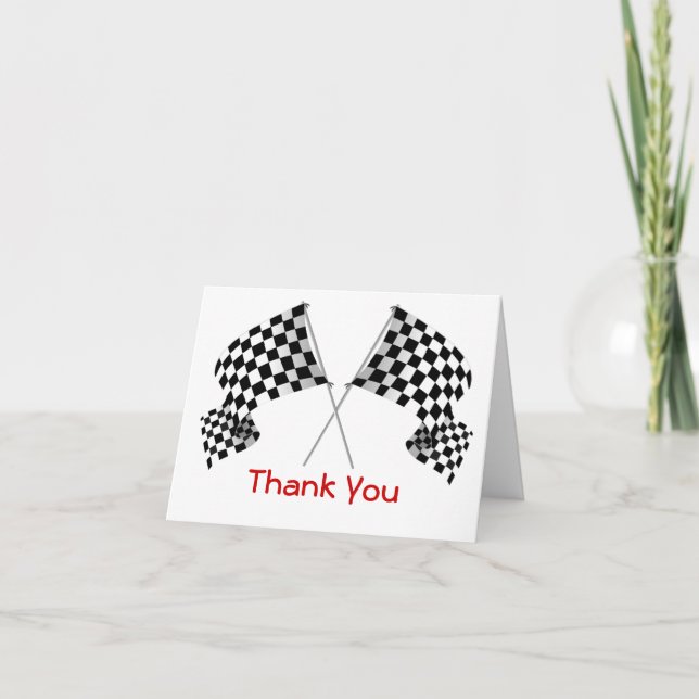 Checkered Flag Design Thank You Card (Front)