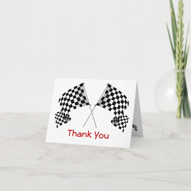 Checkered Flag Design Thank You Card (Front)