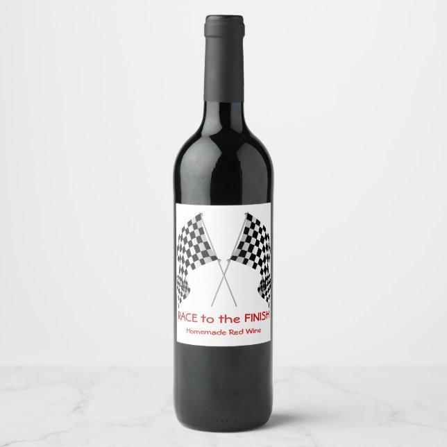 Checkered Flag Design Wine Label (Front)