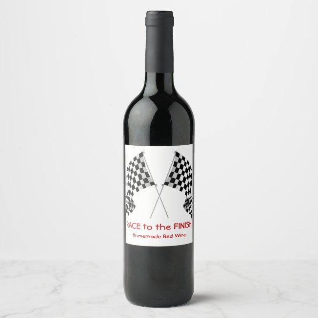 Checkered Flag Design Wine Label