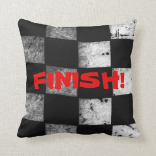 Checkered Flag "FINISH!" Pillow