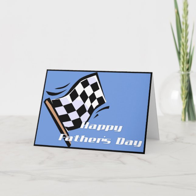 Checkered Flag Happy Father's Day Greeting Card (Front)