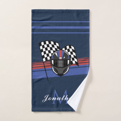 Checkered Flag  Helmet Motorbike Custom Name Cool Hand Towel