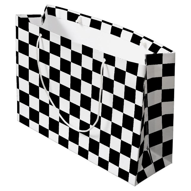 Checkered flag large gift bag (Back Angled)