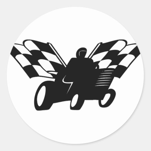 Checkered Flag Lawnmower Racer Classic Round Sticker