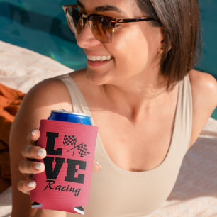 Checkered Flag Love Racing Weekend Party Can Cooler