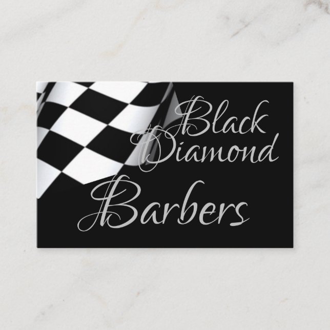Checkered Flag on Black Barber Business Card (Front)